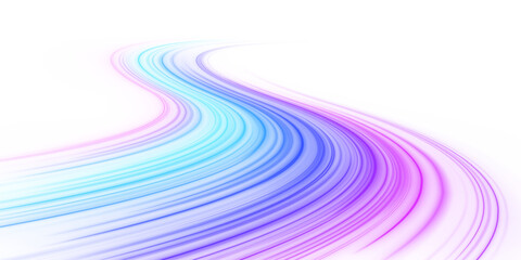 Dynamic blue speed trail with glowing light, smooth curves and fast luminous motion png © longstock