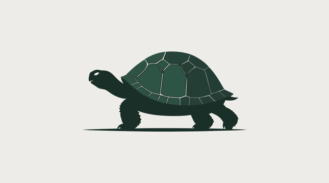 Minimalist Vector Illustration of a Walking Tortoise