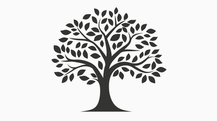 Fototapeta premium Silhouette of a leafy tree isolated on a white background for design