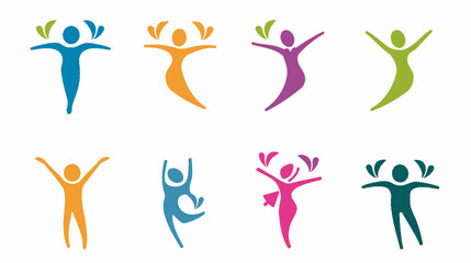 Fototapeta premium Colorful human figure icons representing various activities and concepts
