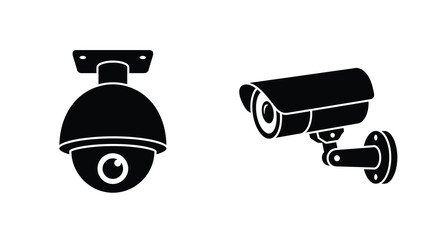 Two security cameras in black a dome and bullet style silhouette © HN2.00