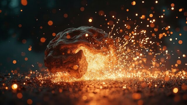 Glowing Rock Spark Explosion
