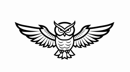 Fototapeta premium Stylized owl illustration with outstretched wings vector graphic design