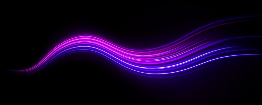 Multicolor speed motion lines with glowing highlights, smooth flow and dynamic light vector