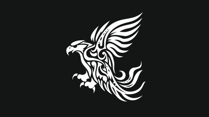 Fototapeta premium Stylized eagle graphic against a black backdrop for various design uses