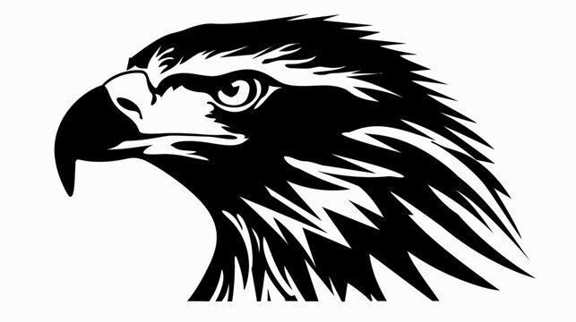 Bold profile of an eagles head depicted in striking black and white