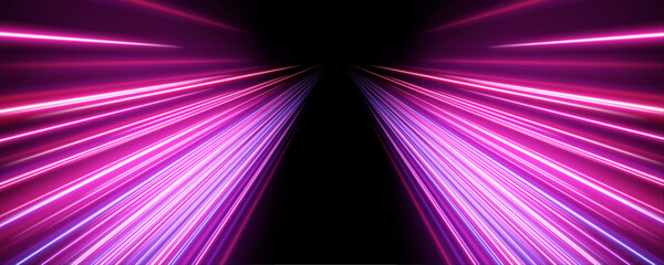 Abstract neon multicolor trail with glowing lines, fast movement and vibrant glow vector © longstock