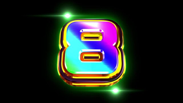 Rainbow-colored text countdown animation