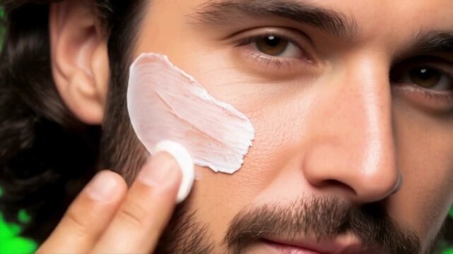 Skincare for Men: Professional Male Applying Facial Treatment for Healthy Skin