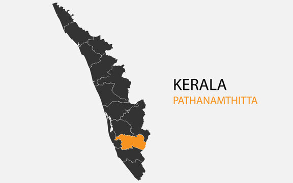 Kerala png map with districts, Indian state Kerala district map, Kerala Pathanamthitta