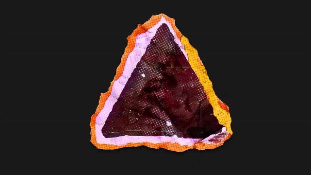 A drag and drop vibrant and brightly coloured symbol with alpha, in a torn creased up paper and card punk style that folds out in to place with worn aged effects and paper tears.
