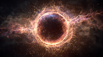 Obraz premium Lightning plasma sphere forming circular discharge.
