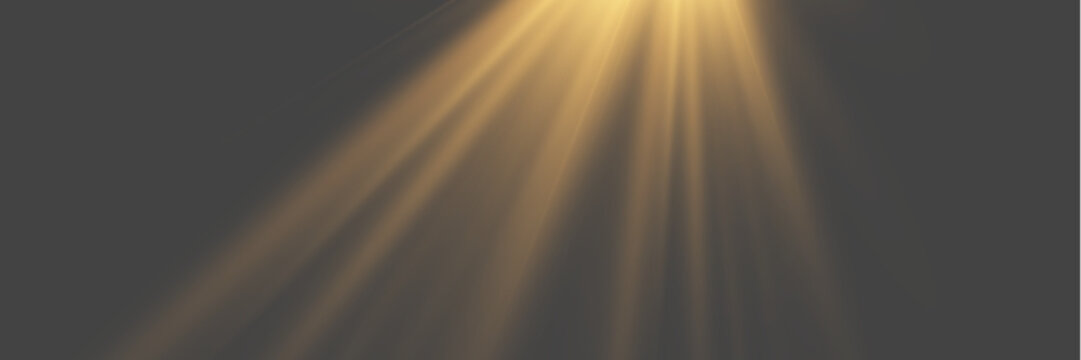 Warm glowing spotlight beam on transparent background
