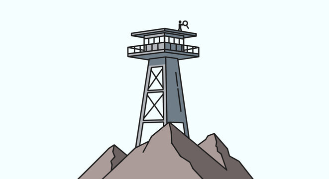 Watchtower on a mountain peak high.