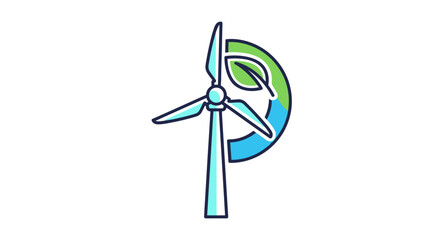 Wind turbine renewable energy icon design. © CoArt