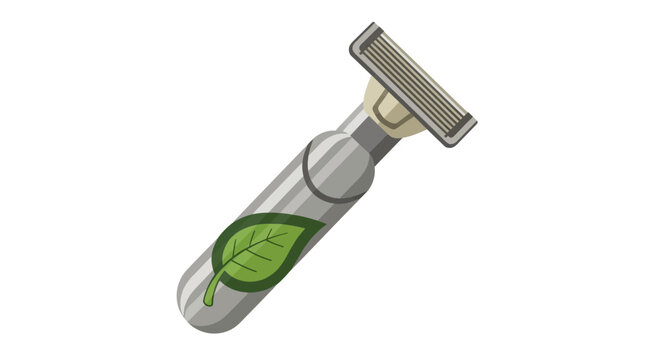 eco friendly razor with leaf motif design. Vector Illustrations. EPS Editable