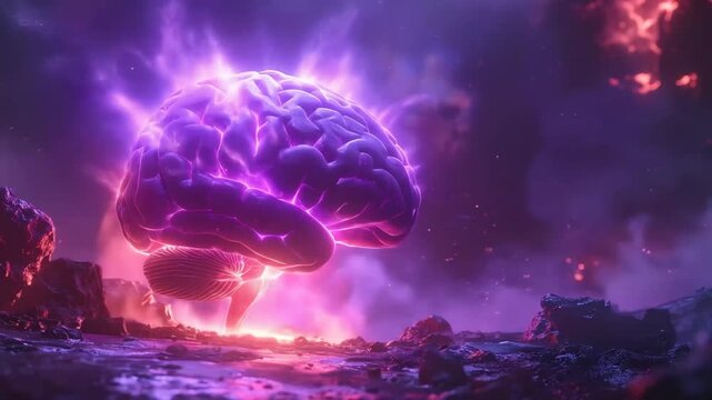 Glowing brain concept digital illustration