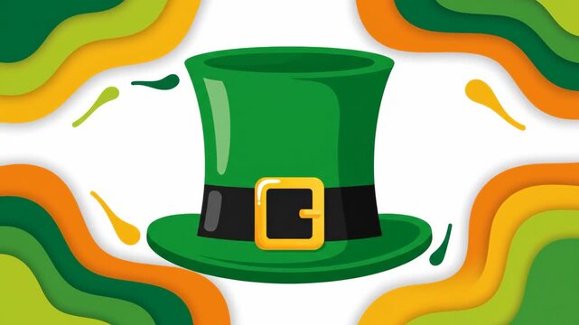 Green Leprechaun Hat Zoom in St Patricks Day Concept 2D Vector