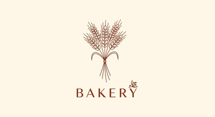 Naklejka premium Bakery Logo Design with Wheat Stalks and Elegant Font