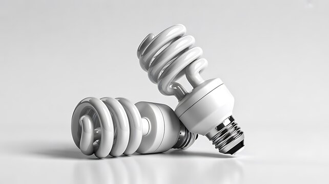 Energy saving spiral light bulbs isolated on white background modern electricity efficiency concept