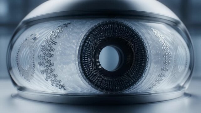 Futuristic Robotic Eye With Intricate Mechanical Details and Digital Interface