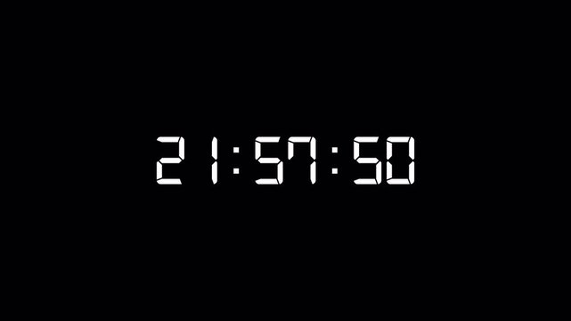 24 hours countdown timer animation in one minute on a transparent background, twenty four hours countdown timer in 60 seconds, Countdown timer from 24 to 0 hours in 4k