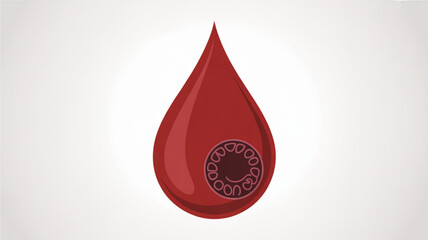 Fototapeta premium Red blood drop with virus symbol inside representing disease or infection isolated on white background vector illustration