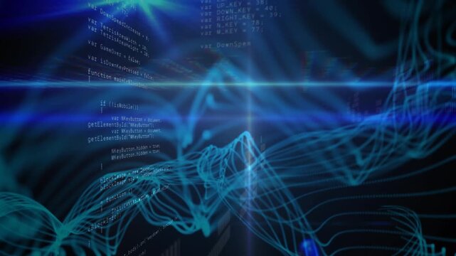 Animation of data processing and networks of connections over grind