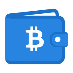 Obraz premium Blue wallet vector icon with a bitcoin symbol prominently displayed on the front