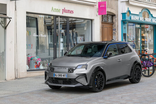 Nancy, France - March 16th 2026 : View on a matte grey Alpine A290 GTS finished in Tornado grey parked on a street.