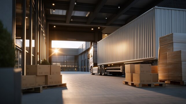 Cross-docking facility showing incoming shipments being immediately sorted and transferred to outbound trailers without warehouse storage for faster e-commerce delivery, ideal for logistics