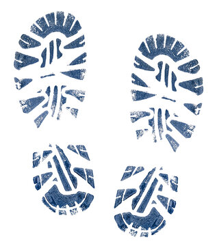 Shoe sole imprint. Mud marks left by shoe treads. Footprint illustration