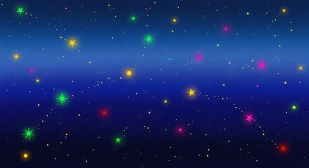 Naklejka premium Vibrant and twinkling celestial patterns illuminate the vast dark blue expanse of the night sky, creating a magical and enchanting cosmic spectacle