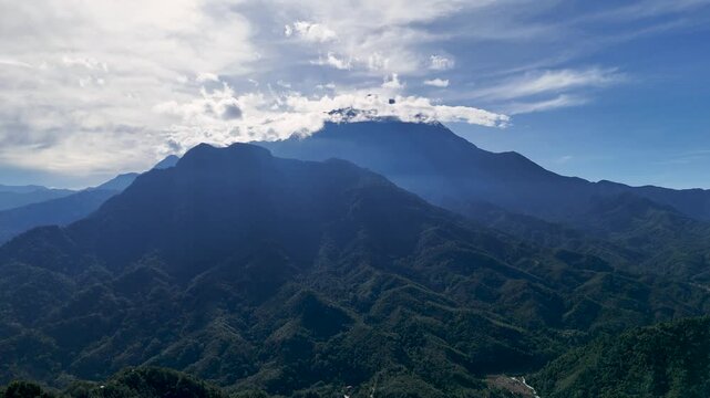Aerial view of Mt. Nungkok and Mt. Kinabalu, Kota Belud Sabah Malaysia