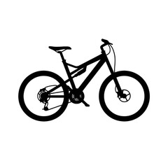 Fototapeta premium Silhouette of a full suspension mountain bike on a white background