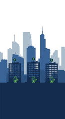 Obraz premium City Skyline with Dollar Signs Illustration.