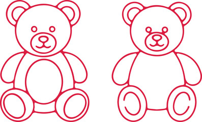 Obraz premium Two teddy bears illustrated in a simple line drawing style