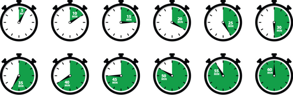 Green Stopwatch and Timer Sequence