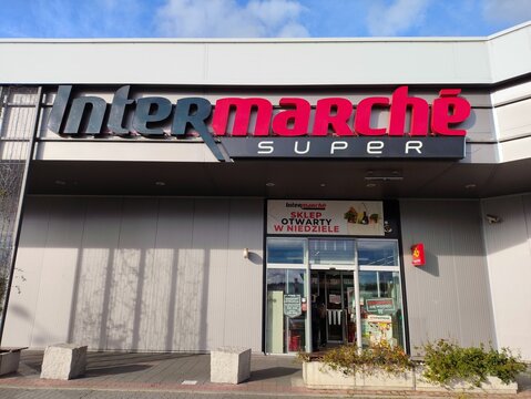 PIEKARY SLASKIE, POLAND - OCTOBER 5, 2025: Intermarche supermarket in Piekary Slaskie, Poland. It is owned by French Mousquetaires Group.