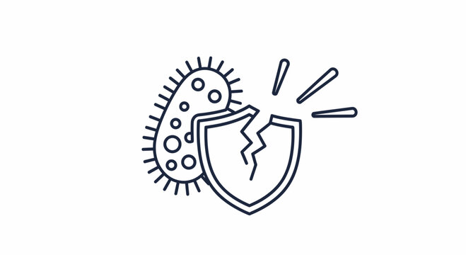 Antibody Shield Breaking Bacteria Virus Attack, Immune System Defense Concept