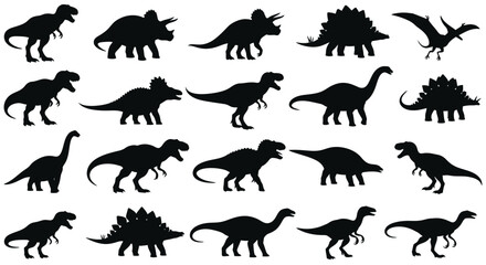 Naklejka premium Diverse Dinosaur Silhouettes Collection