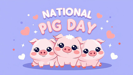 Fototapeta premium National Pig Day celebration with cute cartoon pigs