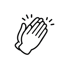 Obraz premium Clapping Hands Gesture Black And White Vector Icon Applause Symbol Line Art Illustration