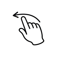 Obraz premium Swipe Left Gesture Hand Icon Black And White Vector Line Art Touchscreen Navigation Symbol
