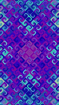 Abstract seamless looping animation of interlocking swirls in changing blue and purple colors