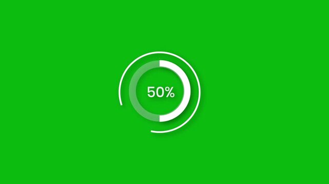 Green Screen Pie Chart Progress 50 Percent Loading Animation UI Element