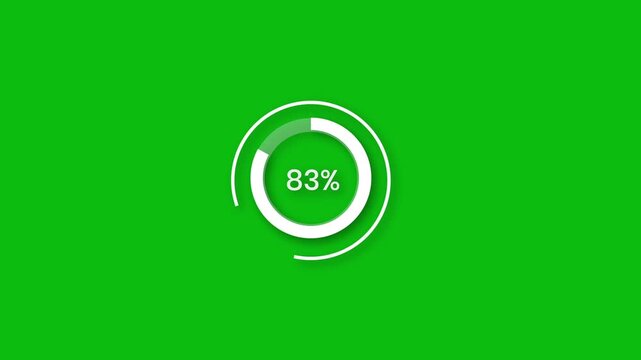 Green Screen Pie Chart Progress 83 Percent Loading Animation UI Element