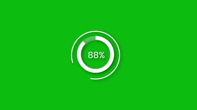 Green Screen Pie Chart Progress 88 Percent Loading Animation UI Element