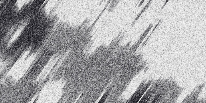 Monochrome abstract texture with diagonal streaks and smudges of dark, granular material against a speckled, bright background, suggesting movement or brushstrokes