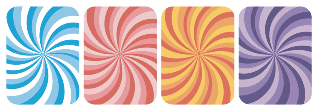 Swirl groovy line patterns, abstract psychedelic sun rays background, vector retro burst texture, funky disco radial trippy pattern, vibrant illustration